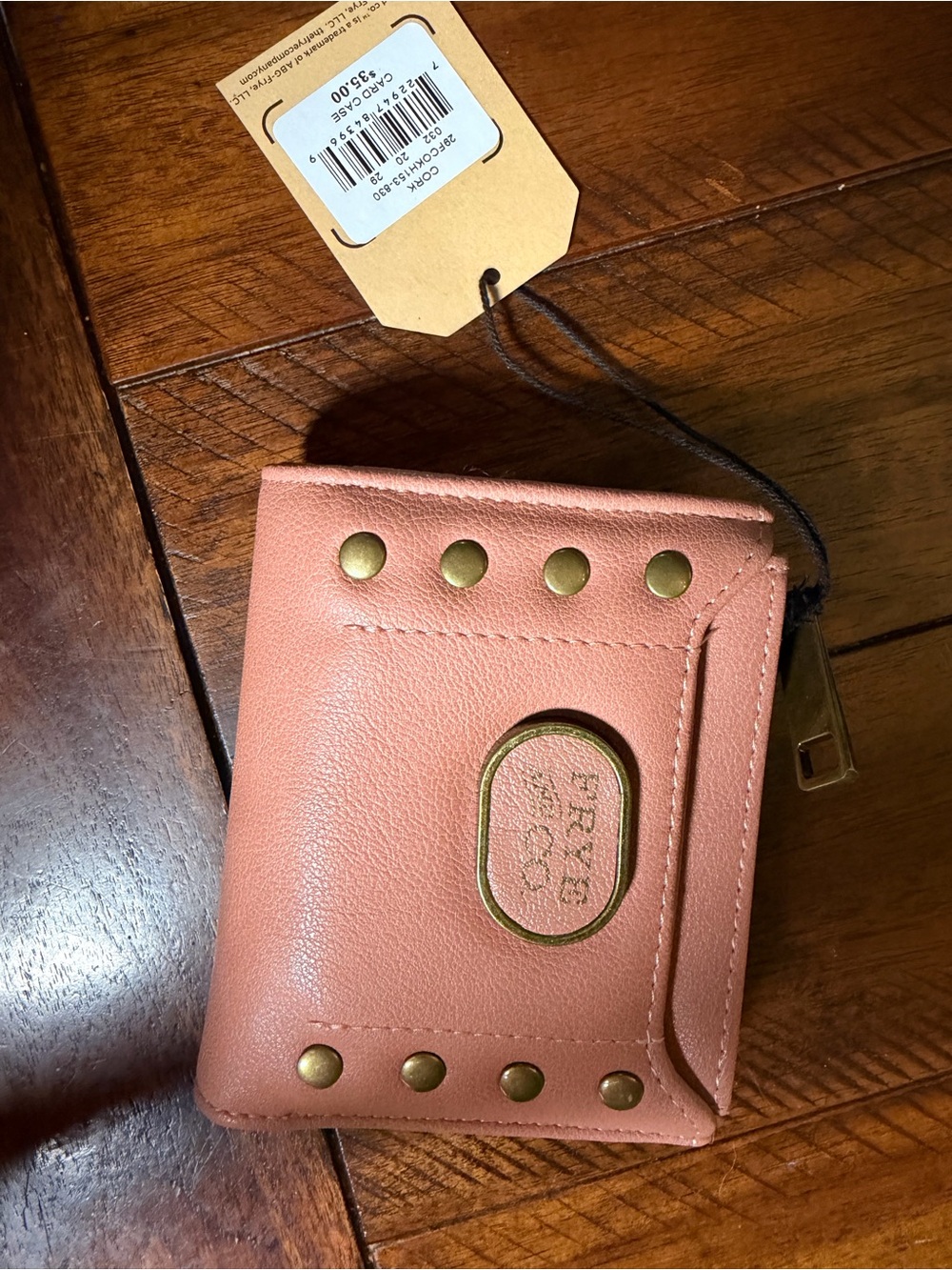 Frye and Co. Cork Colored Card Wallet with Gold Studs